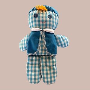 Fisher-Price Cholly Dolly 1977 blue/white Gingham Print GUC